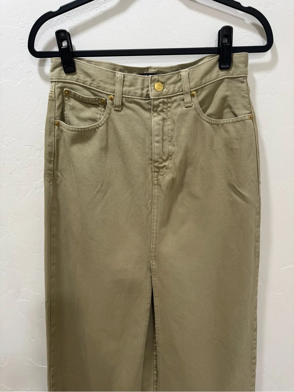 J. Crew Classic Denim Maxi Skirt in Khaki Women's 27 BZ160 Utilitarian